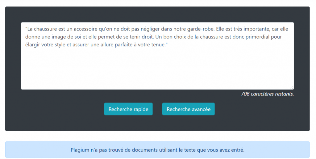 Test de duplicate content avec plagium