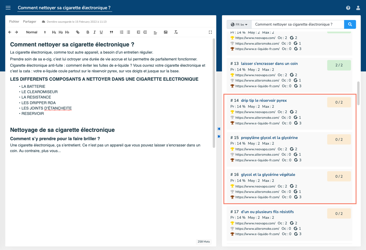 Analyse de la sémantique 1 doBrief cocon semantique
