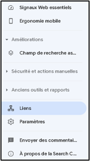 Présentation du menu de Google Search Console