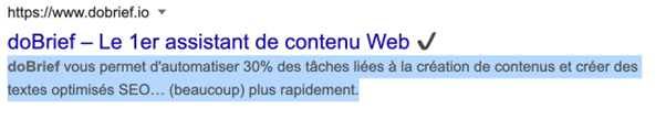 Exemple d'une meta description