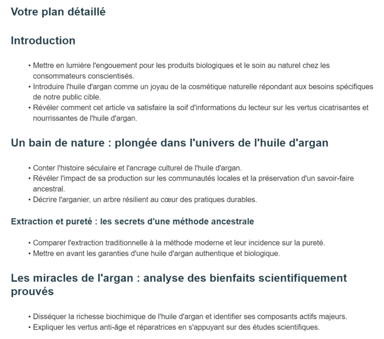 Génération d'un plan détaillé