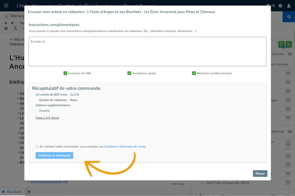 Instructions complementaires et paiement 3